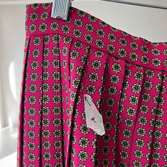 Vintage 80's Ralph Lauren 100% Wool Midi Pleated Medallion Skirt Pink Size 6 USA - Picture 9 of 12